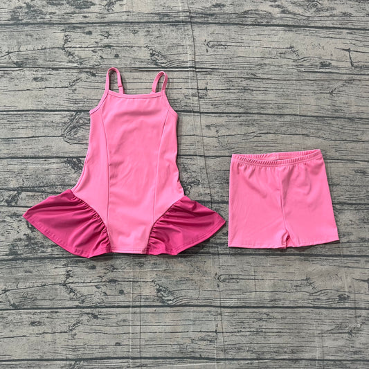 Baby Girls Pink Strap Tunic Shorts Yoga Active Clothes Sets