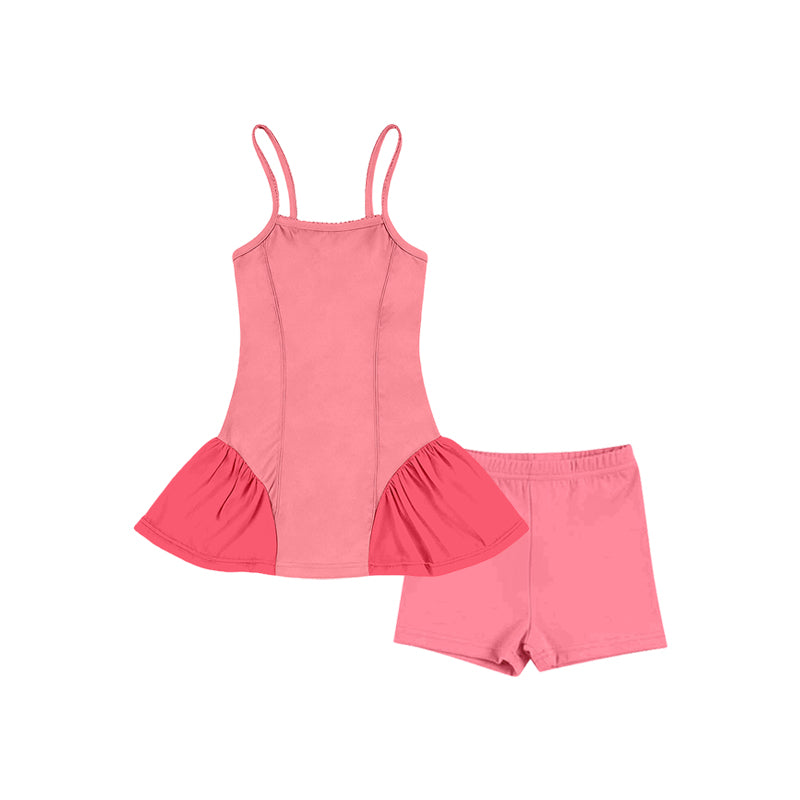 Baby Girls Peach Strap Tunic Shorts Yoga Active Clothes Sets Preorder