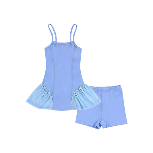 Baby Girls Blue Strap Tunic Shorts Yoga Active Clothes Sets Preorder