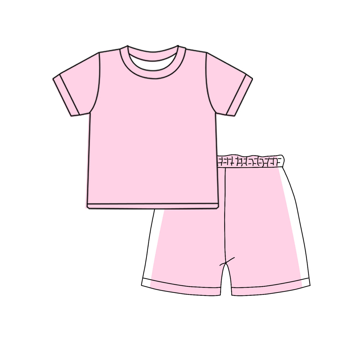 Baby Girls Light Pink Shirts Top Short Pajamas Clothes Sets Preorder