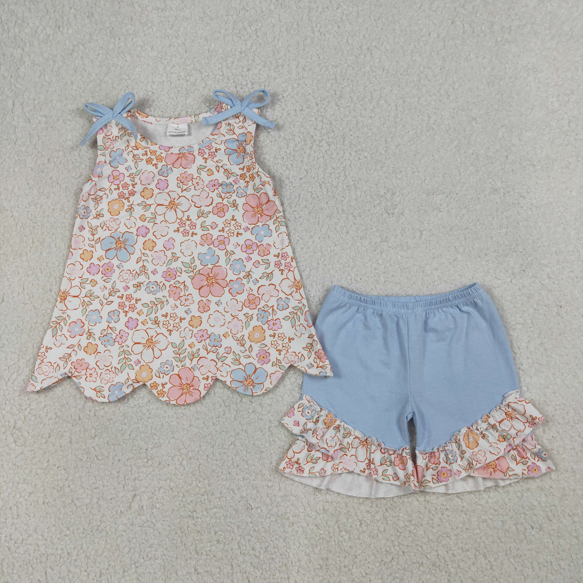 Sibling Baby Girls Flowers Mama's Mini Ruffle Romper Scallop Tunic Short Clothes Sets