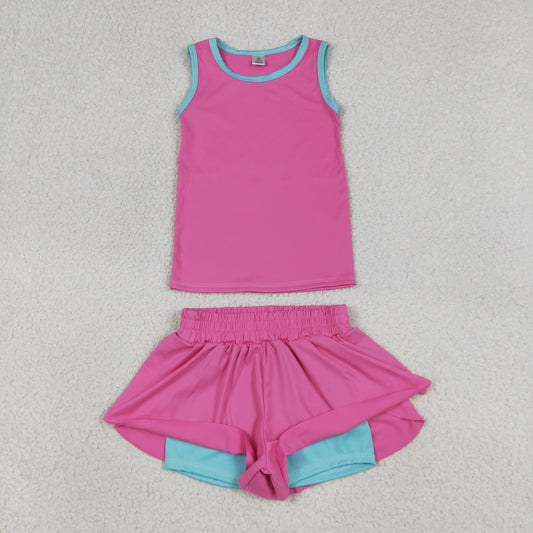 Baby Girls Pink Sleeveless Vests Top Butterfly Short Yoga Active Clothes Set