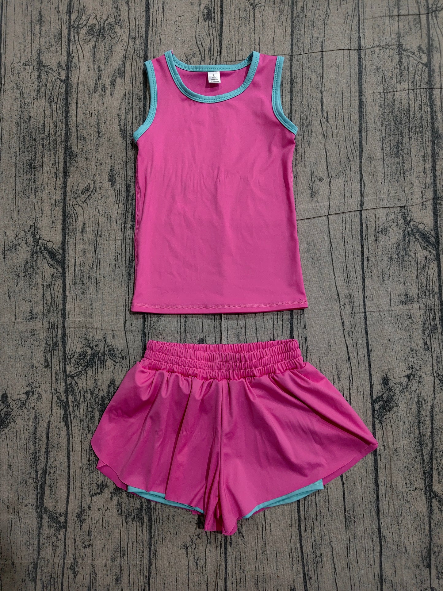 Baby Girls Pink Sleeveless Vests Top Butterfly Short Yoga Active Clothes Set