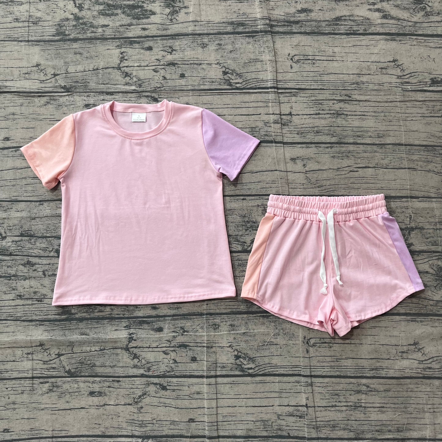 Baby Girls Pink Lavender Patchwork Shirt Top Short Slouchy Clothes Set
