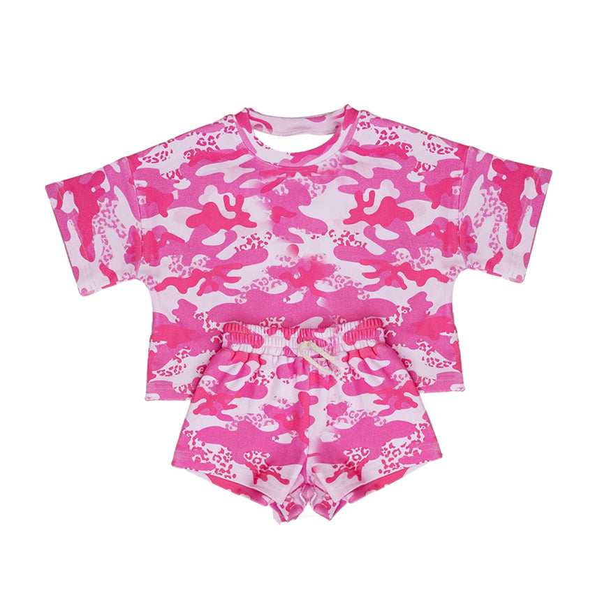 Baby Girls Southern Pink Camo Top Short Clothes Set Preorder