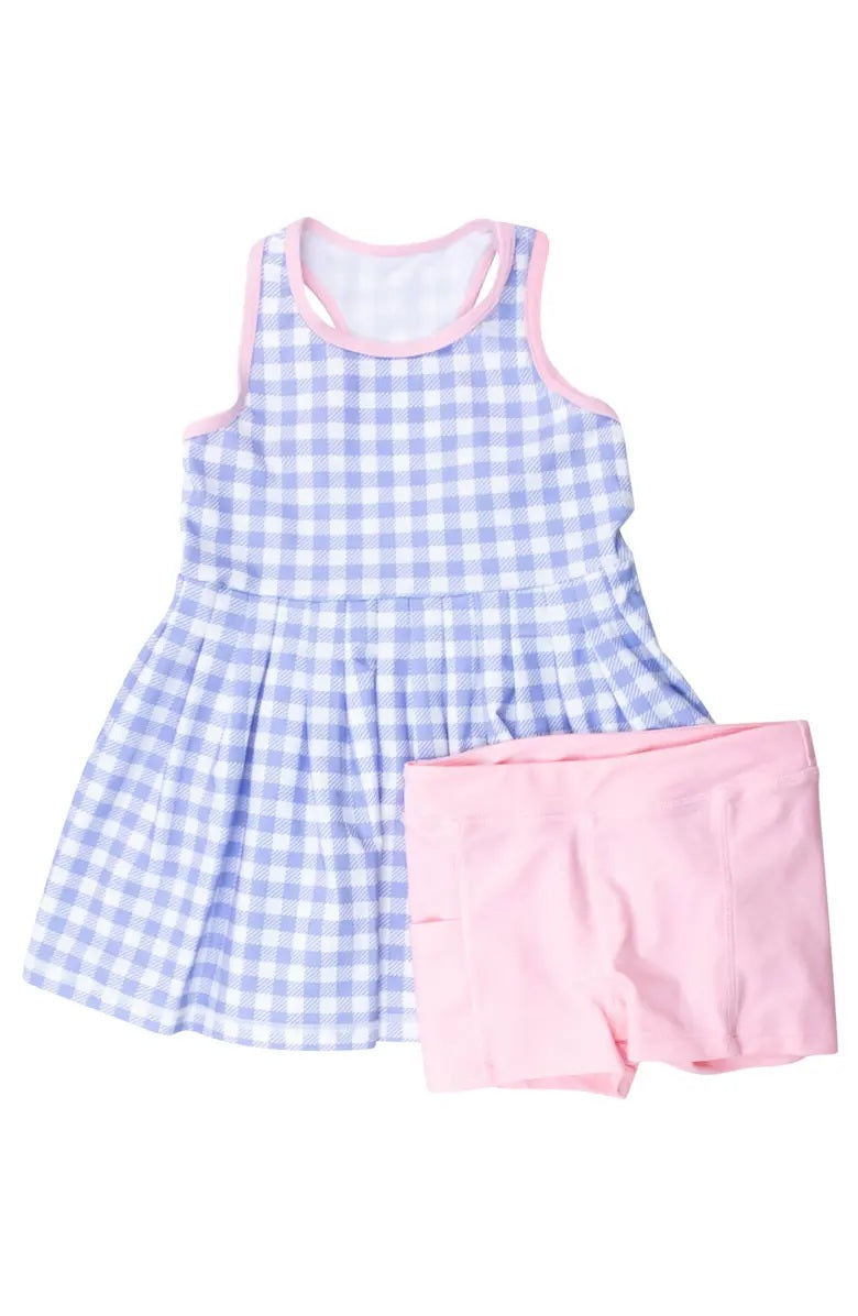 Baby Girls Blue Checked Tunic Short Yoga Active Clothes Sets Preorder