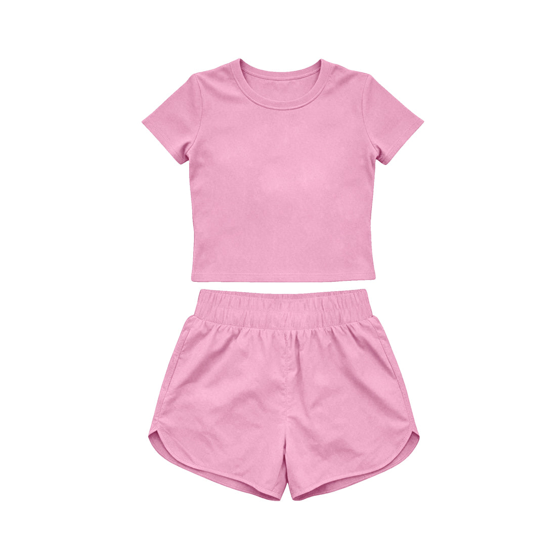 Baby Girls Light Pink Short Sleeve Top Sport Short Yoga Active Clothes Sets Preorder