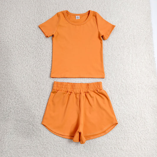 Baby Girls Orange Short Sleeve Top Sport Short Yoga Active Clothes Sets