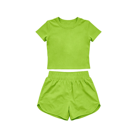 Baby Girls Green Short Sleeve Top Sport Short Yoga Active Clothes Sets Preorder