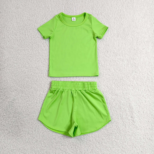 Baby Girls Light Green Short Sleeve Top Sport Short Yoga Active Clothes Sets