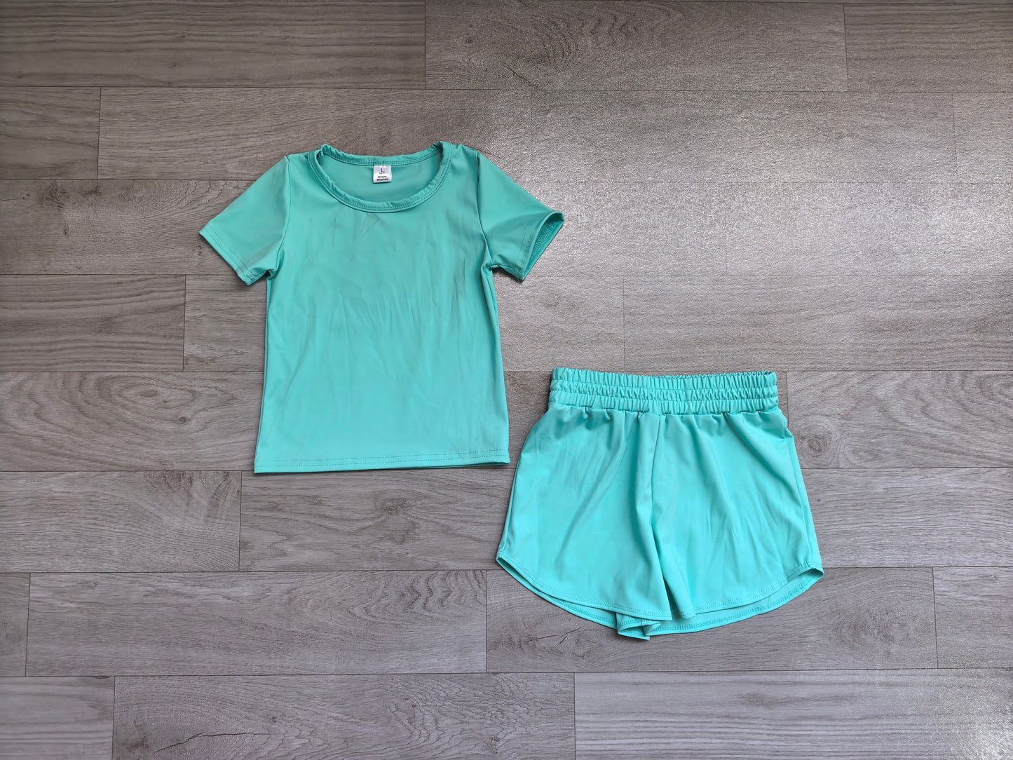Baby Girls Blue Aqua Short Sleeve Top Sport Short Yoga Active Clothes Sets