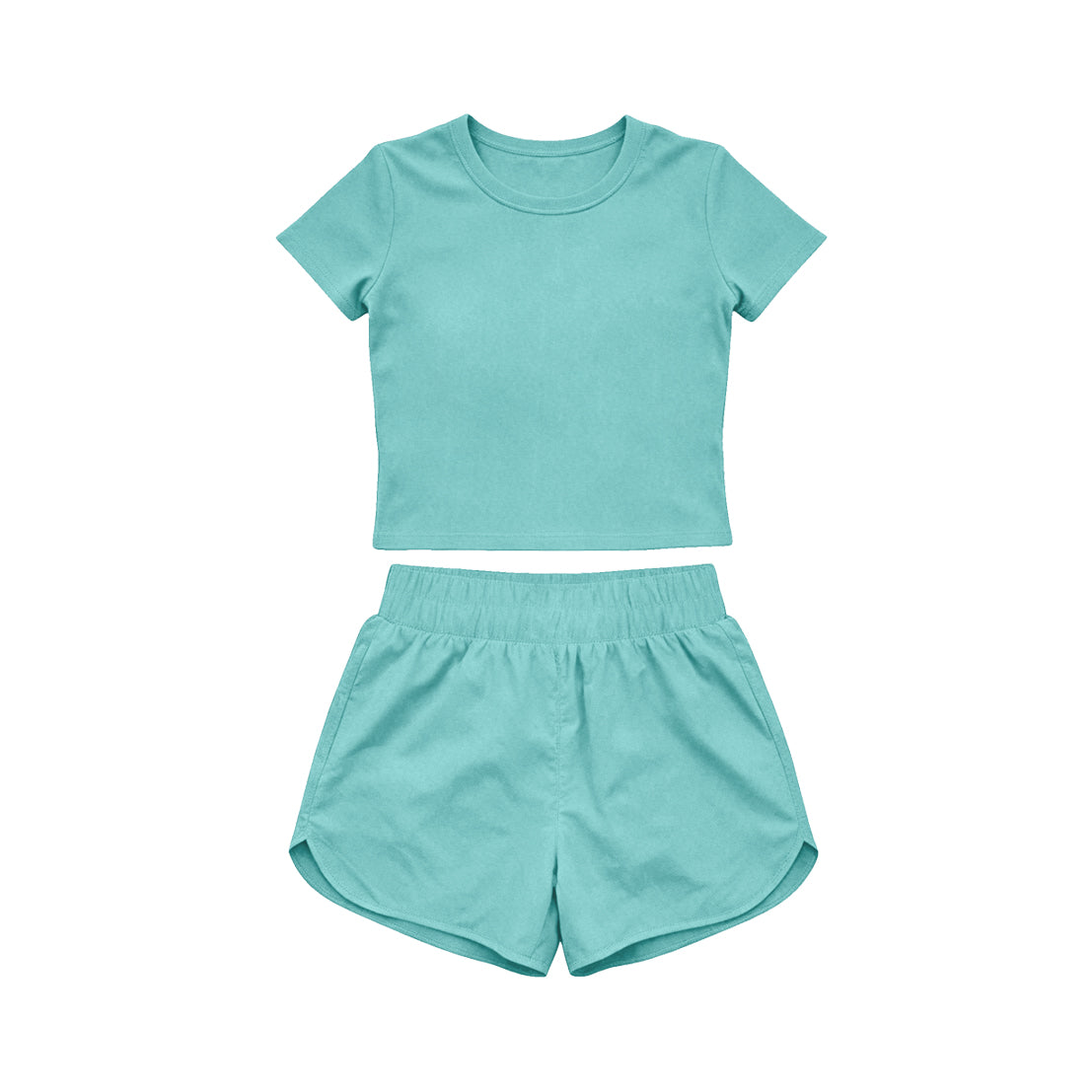 Baby Girls Aqua Short Sleeve Top Sport Short Yoga Active Clothes Sets Preorder