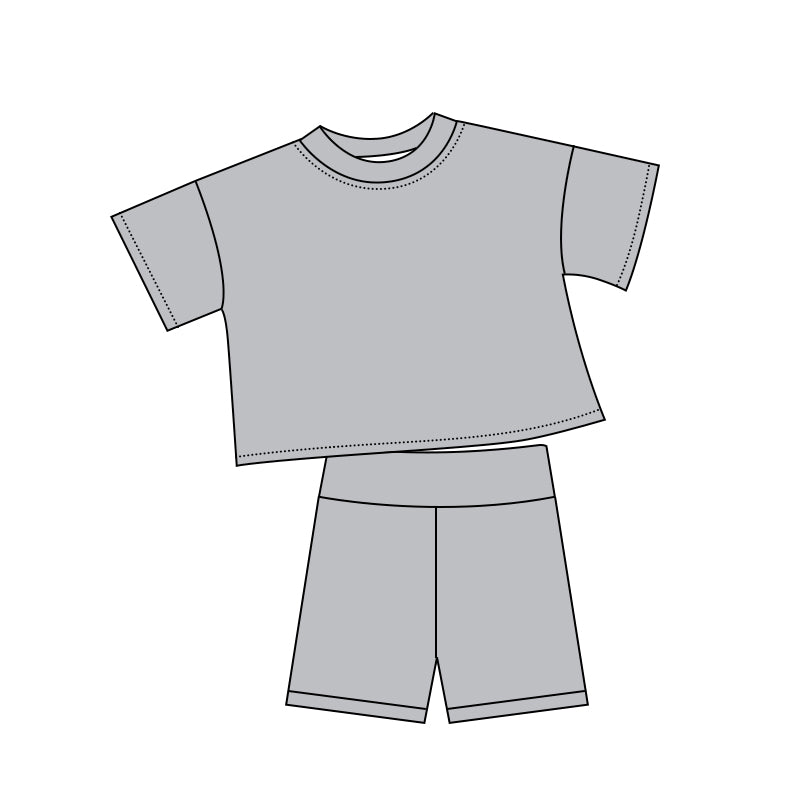 Baby Girls Grey Short Sleeve Top Short Slouchy Clothes Sets Preorder