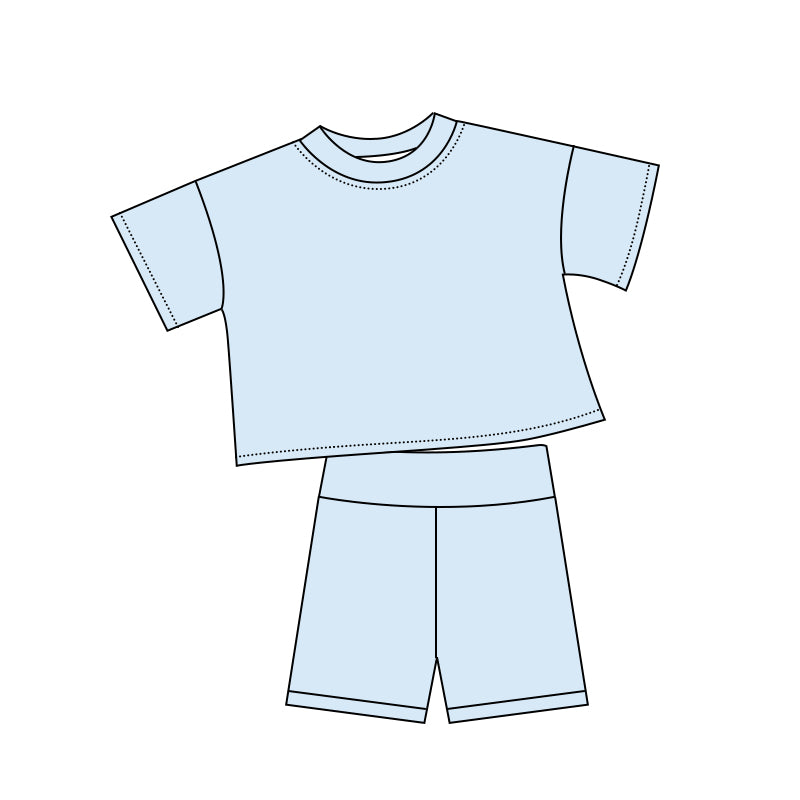 Baby Girls Light Blue Short Sleeve Top Short Slouchy Clothes Sets Preorder