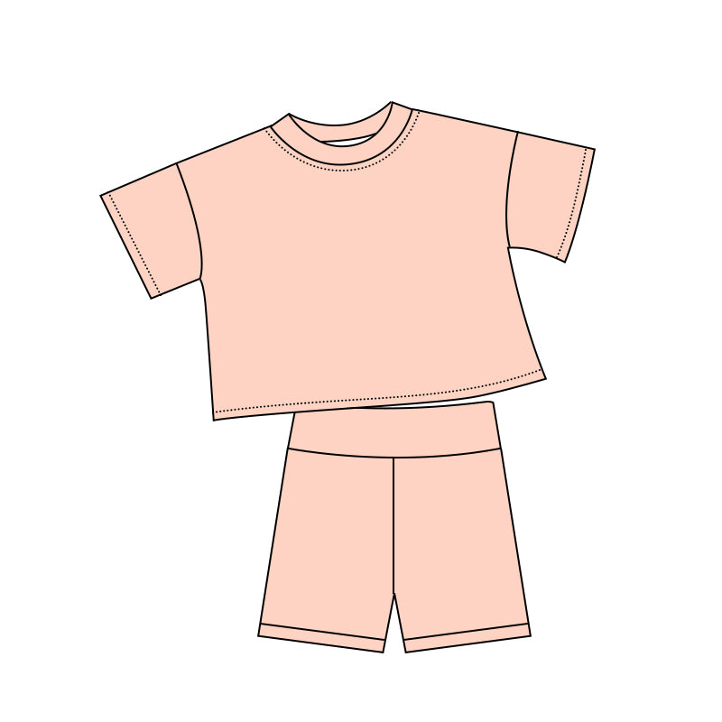 Baby Girls Peach Short Sleeve Top Short Slouchy Clothes Sets Preorder