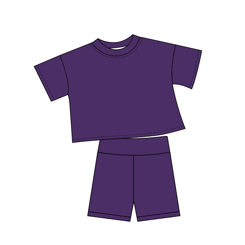 Baby Girls Purple Short Sleeve Top Short Slouchy Clothes Sets Preorder