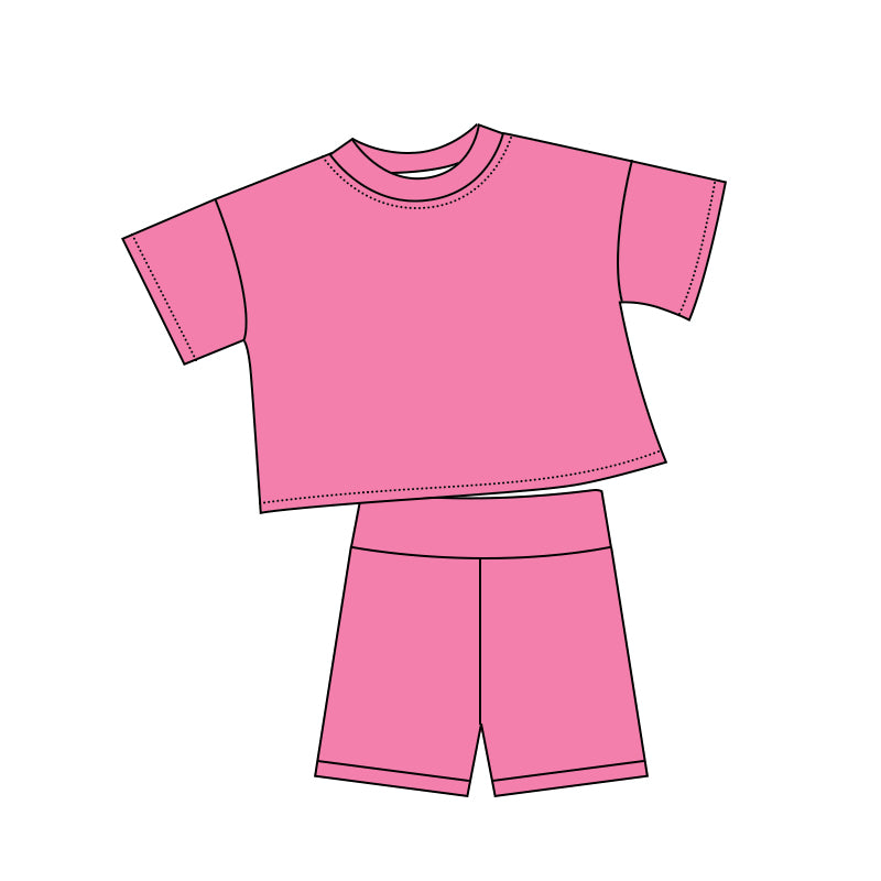 Baby Girls Pink Short Sleeve Top Short Slouchy Clothes Sets Preorder
