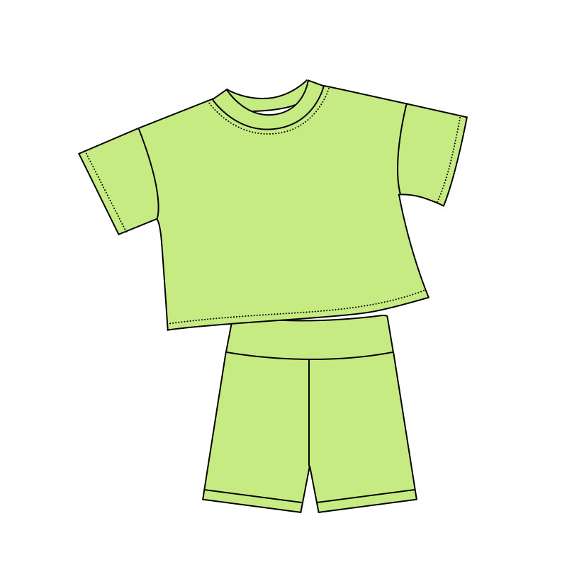 Baby Girls Light Green Short Sleeve Top Short Slouchy Clothes Sets Preorder