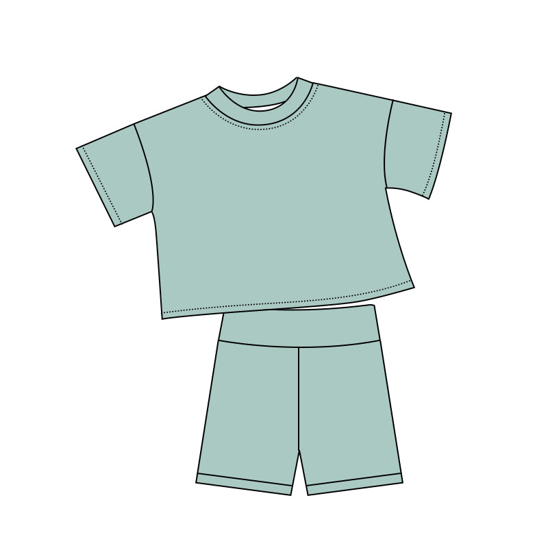 Baby Girls Aqua Short Sleeve Top Short Slouchy Clothes Sets Preorder