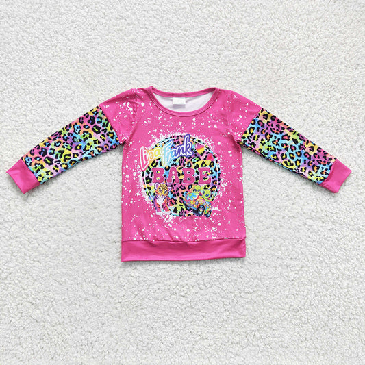 Mommy and Me Baby Girls Hotpink Cat Mini Mama Cartoon Long Sleeve Shirts Tops