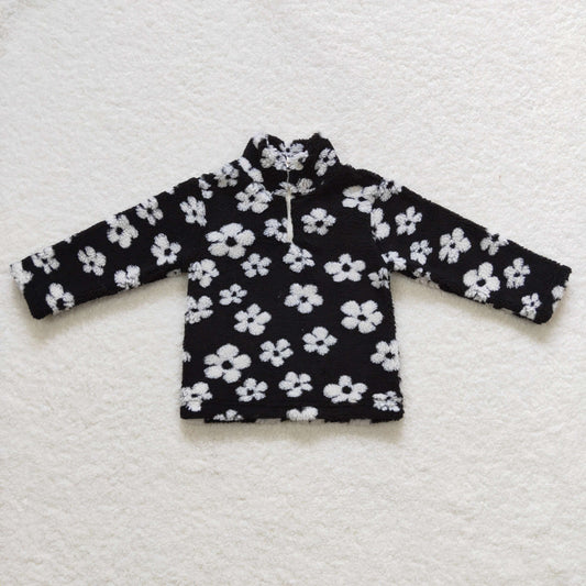 Sibling Baby Girls Long Sleeve Colorful Flowers Zip Pullovers Top