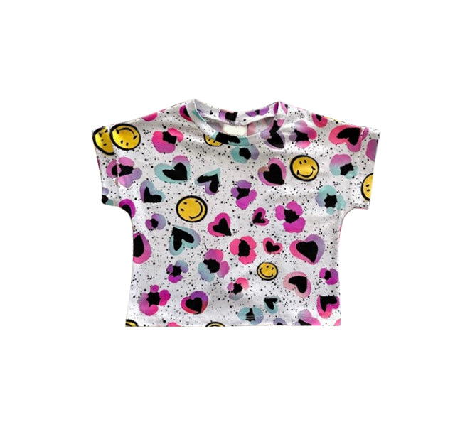 Baby Girls Leopard Hearts Short Sleeve Tee Tops Pullovers Preorder