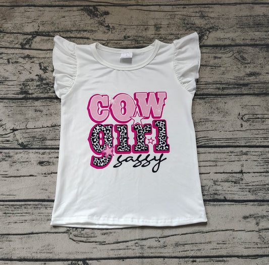 Baby Girls Cowgirl Sassy Flutter Sleeve Tee Shirts Tops