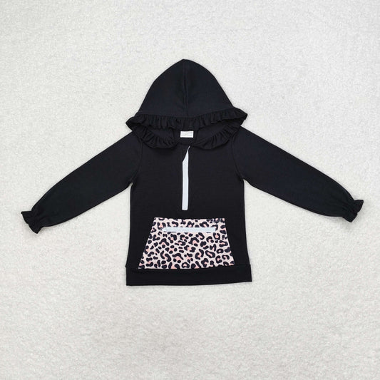 Sibling Baby Girls Ruffle Hooded Fall Pocket Pullovers Tops