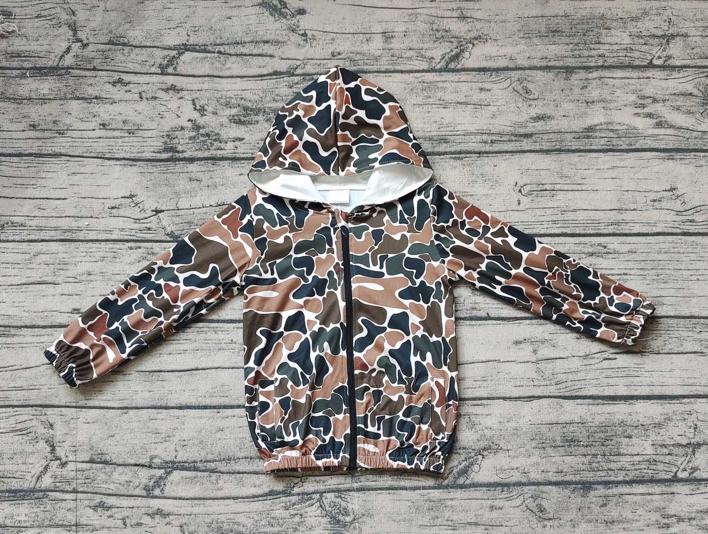 Baby Girls Camo Hooded Long Sleeve Zip Jackets Tops