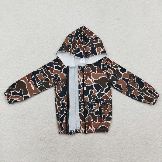 Baby Girls Camo Hooded Long Sleeve Zip Jackets Tops