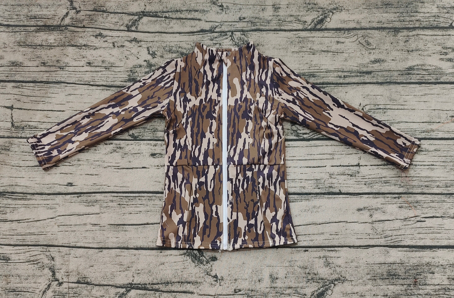 Baby Girls Long Sleeve Southern Wood Camo Yoga Active Zip Jackets Tops