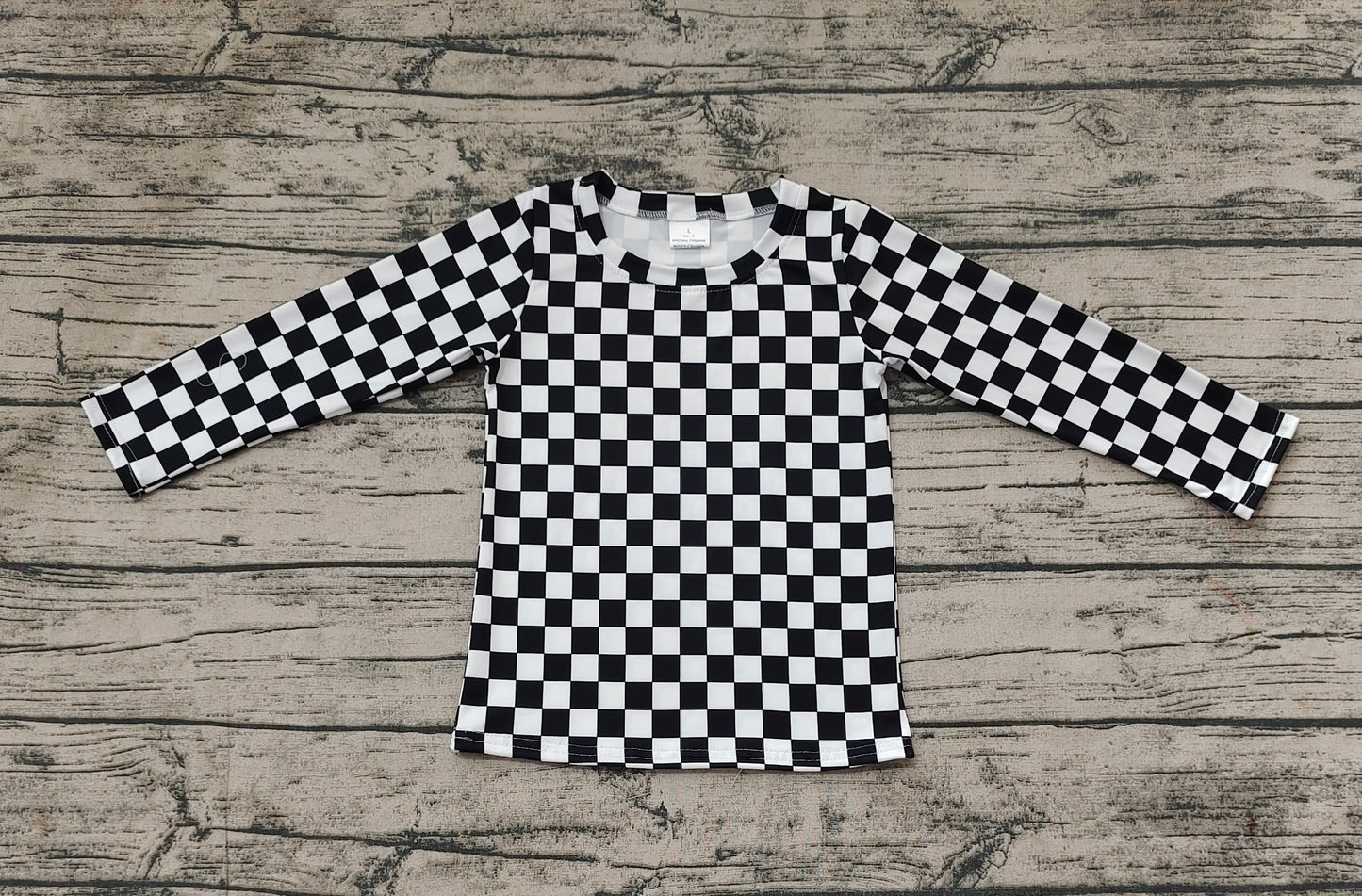 Baby Girls Black Checkered Long Sleeve Tee Shirts Tops