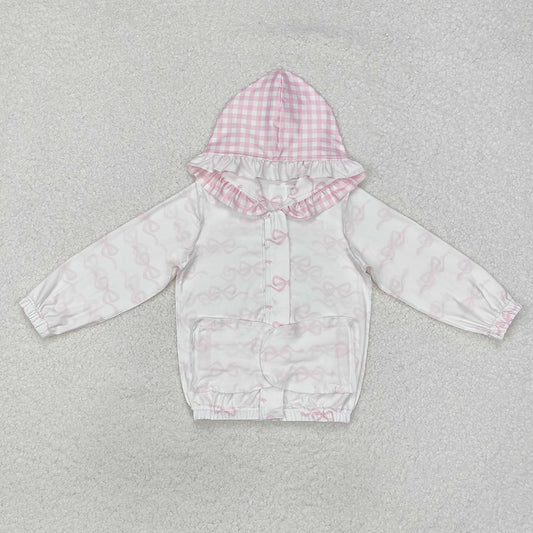Baby Girls Pink Bows Hooded Top Zip Tops Jackets Cardigans