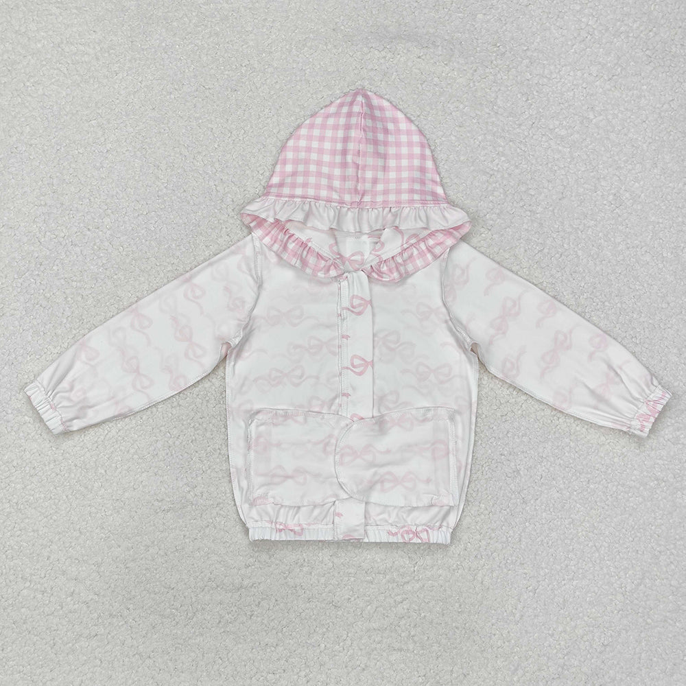 Baby Girls Pink Bows Hooded Top Zip Tops Jackets Cardigans