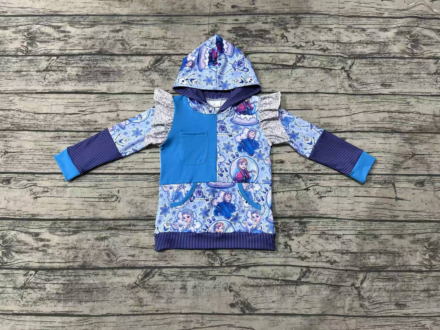Baby Girls Princess Blue Hooded Tee Shirts Tops