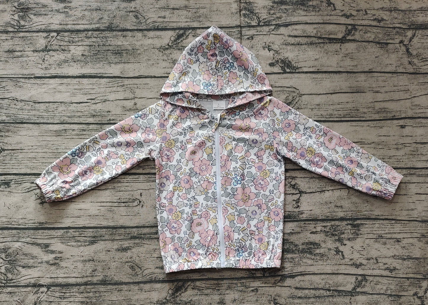 Baby Girls Spring Pink Flowers Long Sleeve Hooded Zip Jacket Cardigan Tops