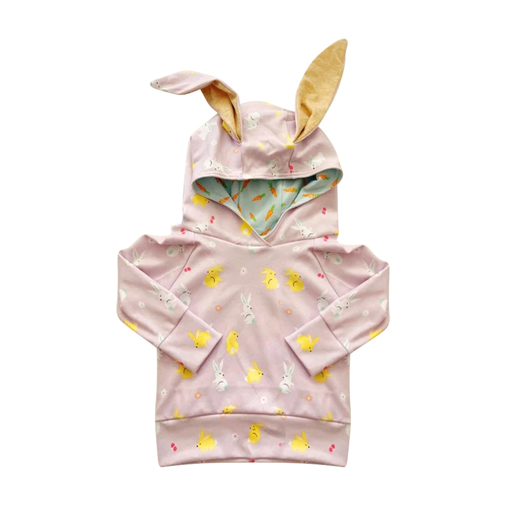 Baby Girls Easter Pink Rabbits Long Sleeve Hooded Ears Tops Preorder