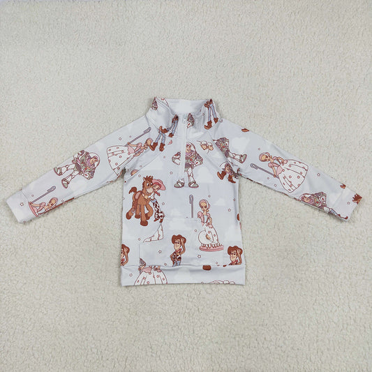Baby Girls Long Sleeves Cartoon Donkey Zipper Pocket Hoodies Tops