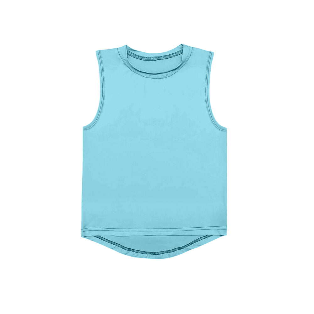 Baby Girls Light Blue Sleeveless Yoga Tee Shirts Vest Preorder