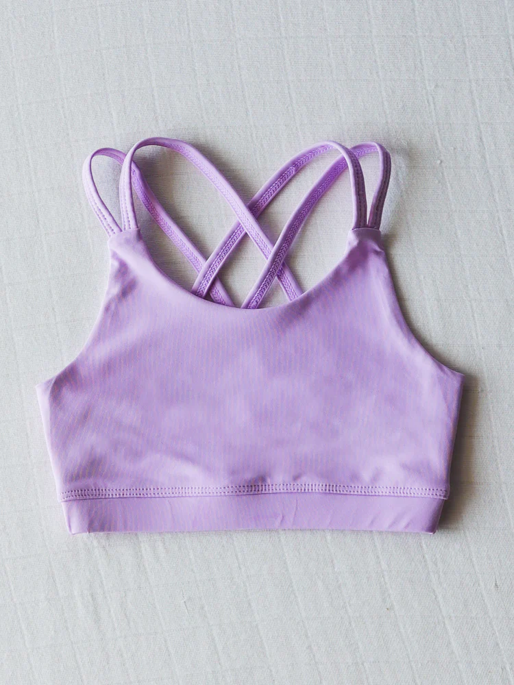 Preorder moq 5 Baby Girls Lavender Strap Yoga Vest Top