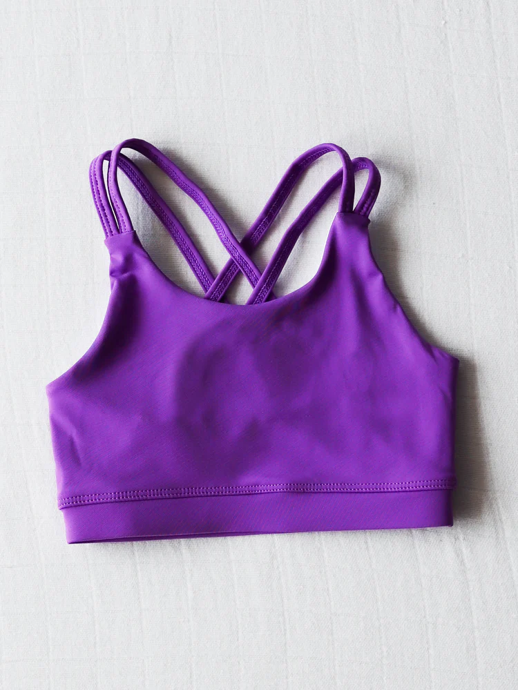 Preorder moq 5 Baby Girls Purple Strap Yoga Vest Top