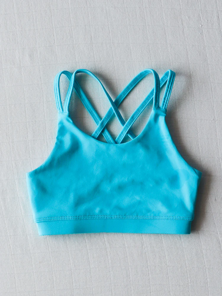 Preorder moq 5 Baby Girls Blue Strap Yoga Vest Top