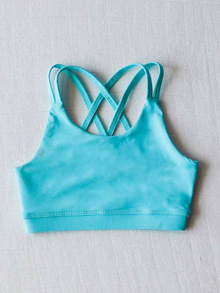 Preorder moq 5 Baby Girls Light Blue Strap Yoga Vests Top