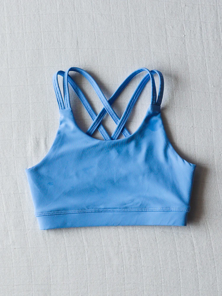 Preorder moq 5 Baby Girls Hot Blue Strap Yoga Vest Top
