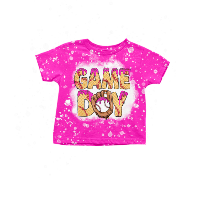 Baby Girls Hot Pink Short Sleeves Ice-cream Drip Game Doy Tee Shirts Top Preorder