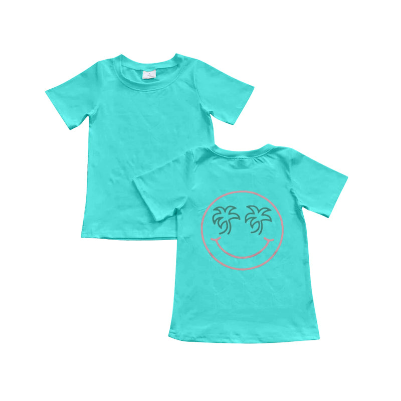 Baby Girls Blue Short Sleeves Smile Beach Tee Shirts Top Preorder
