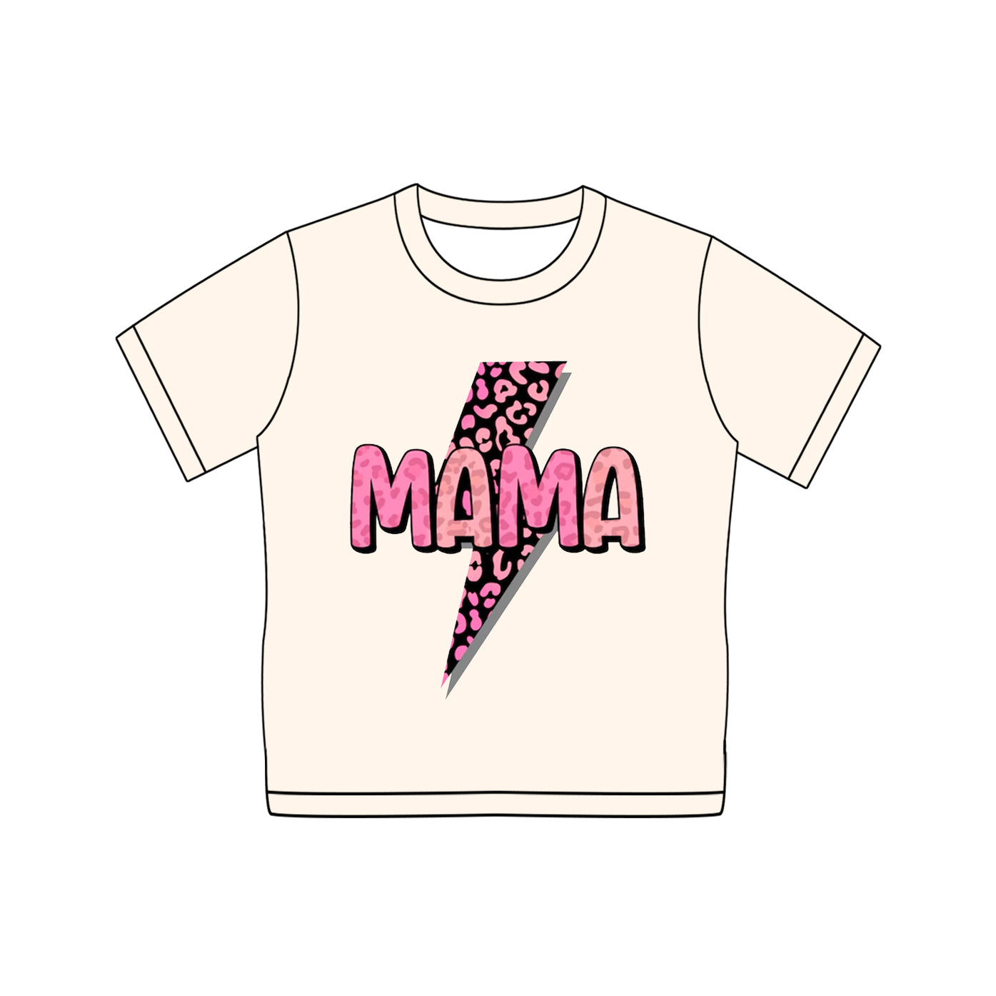 Adult Women Short Sleeves MAMA Leopard Lightning Tee Shirts Top Preorder