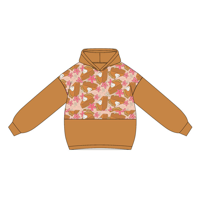 Baby Girls Khaki Long Sleeves Flowers Cakes Hoodies Top Preorder