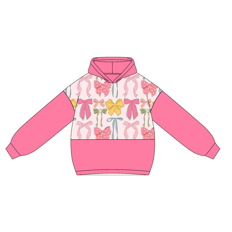 Preorder moq 5 Baby Girls Colorful Bows Plaid Hoodies Top