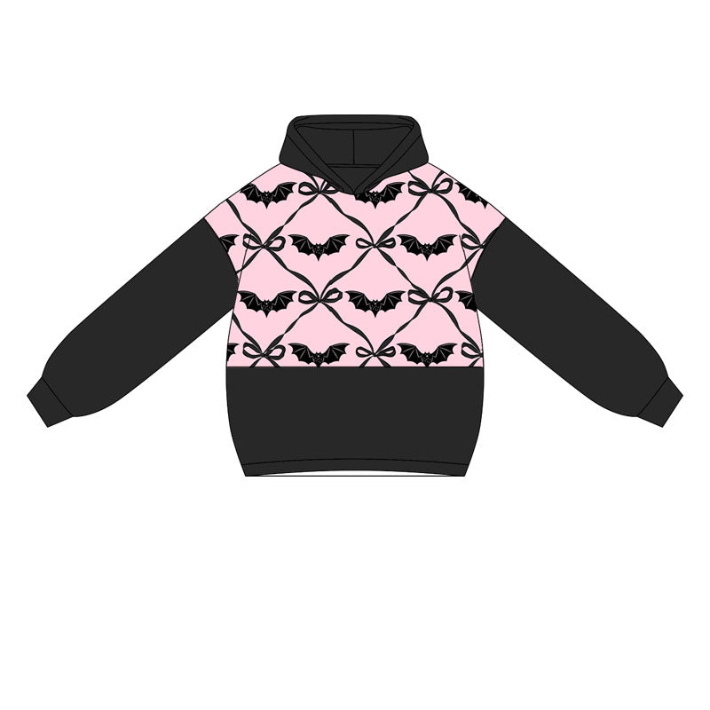 Baby Girls Black Long Sleeves Bows Bats Plaid Hoodies Top Preorder